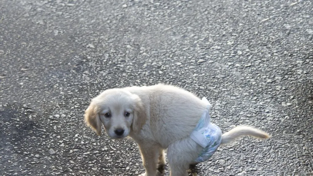 Adeaeaedaead (2)Seekor anjing kecil mengenakan Manner Wear dari Unicharm Pet Indonesia di taman umum.